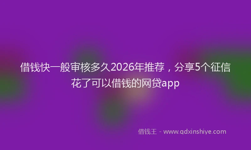 借钱快一般审核多久2026年推荐，分享5个征信花了可以借钱的网贷app