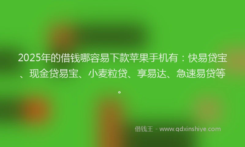 2025年的借钱哪容易下款苹果手机有:快易贷宝、现金贷易宝、小麦粒贷、享易达、急速易贷等。