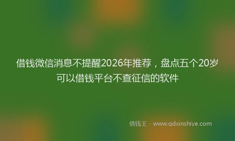 借钱微信消息不提醒2026年推荐，盘点五个20岁可以借钱平台不查征信的软件