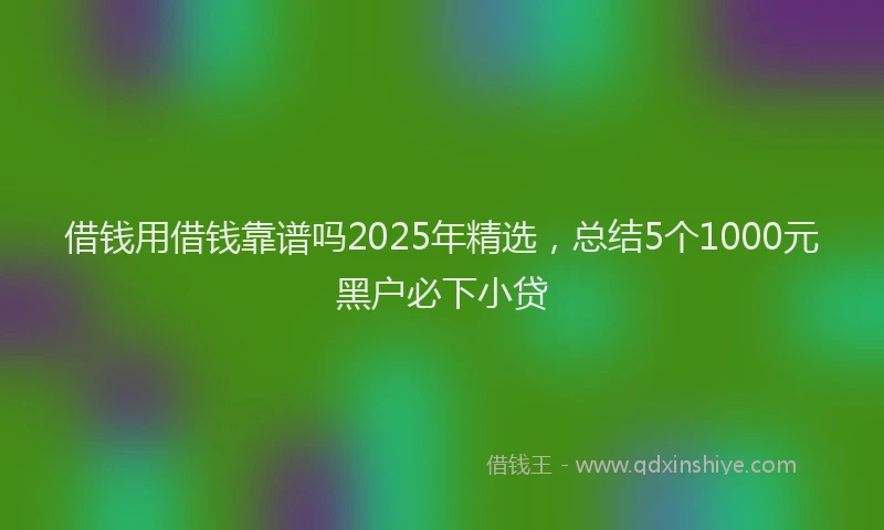 借钱用借钱靠谱吗2025年精选，总结5个1000元黑户必下小贷