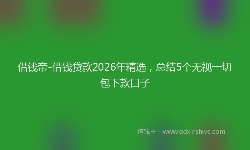借钱帝-借钱贷款2026年精选，总结5个无视一切包下款口子