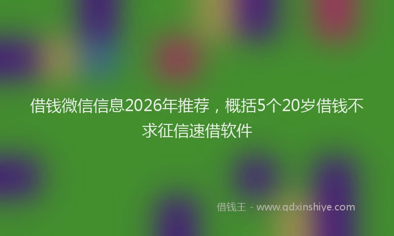 借钱微信信息2026年推荐，概括5个20岁借钱不求征信速借软件
