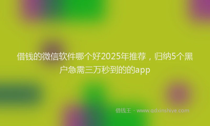 借钱的微信软件哪个好2025年推荐,归纳5个黑户急需三万秒到的的app