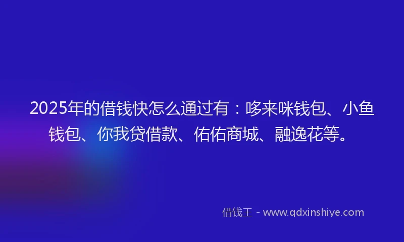 2025年的借钱快怎么通过有：哆来咪钱包、小鱼钱包、你我贷借款、佑佑商城、融逸花等。