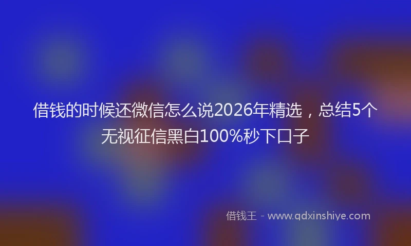 借钱的时候还微信怎么说2026年精选，总结5个无视征信黑白100%秒下口子