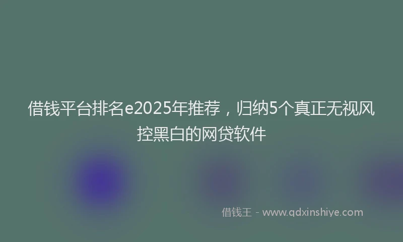 借钱平台排名e2025年推荐，归纳5个真正无视风控黑白的网贷软件