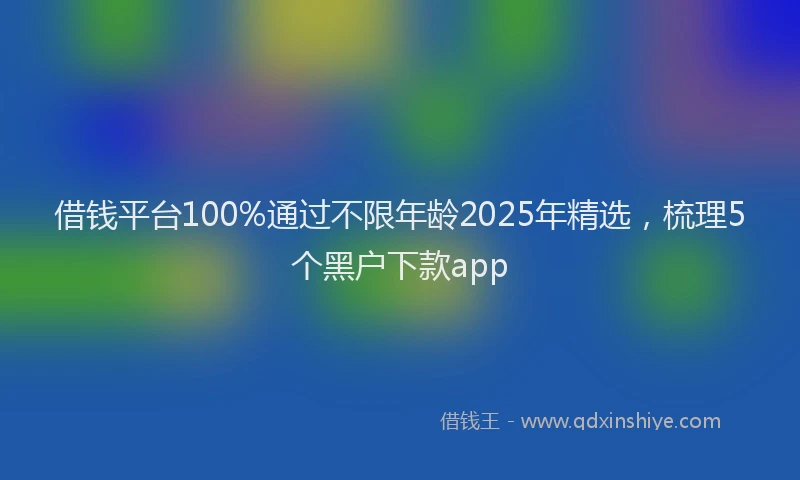 借钱平台100%通过不限年龄2025年精选，梳理5个黑户下款app