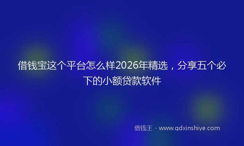 借钱宝这个平台怎么样2026年精选，分享五个必下的小额贷款软件
