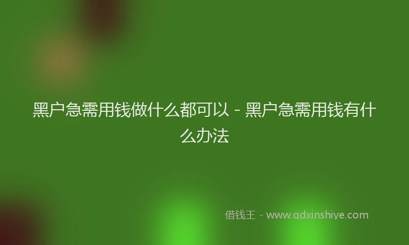 黑户急需用钱做什么都可以 - 黑户急需用钱有什么办法