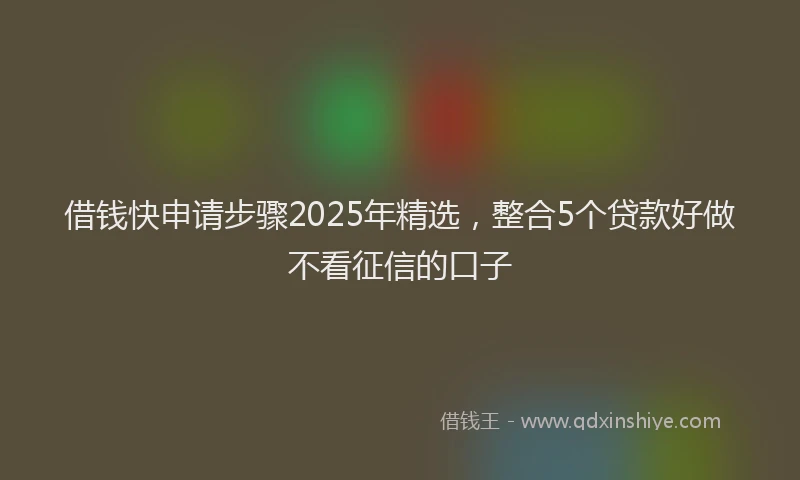 借钱快申请步骤2025年精选，整合5个贷款好做不看征信的口子
