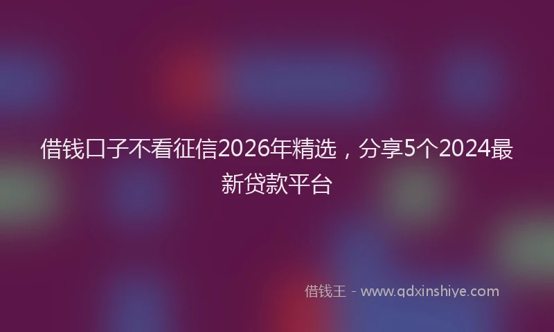 借钱口子不看征信2026年精选，分享5个2024最新贷款平台