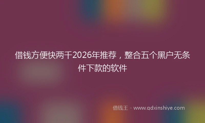 借钱方便快两千2026年推荐，整合五个黑户无条件下款的软件