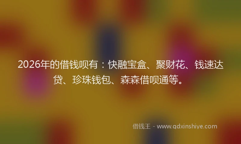 2026年的借钱呗有：快融宝盒、聚财花、钱速达贷、珍珠钱包、森森借呗通等。