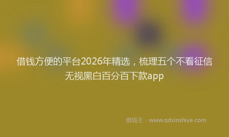 借钱方便的平台2026年精选，梳理五个不看征信无视黑白百分百下款app