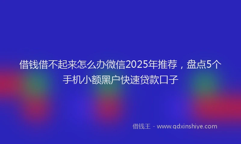 借钱借不起来怎么办微信2025年推荐，盘点5个手机小额黑户快速贷款口子
