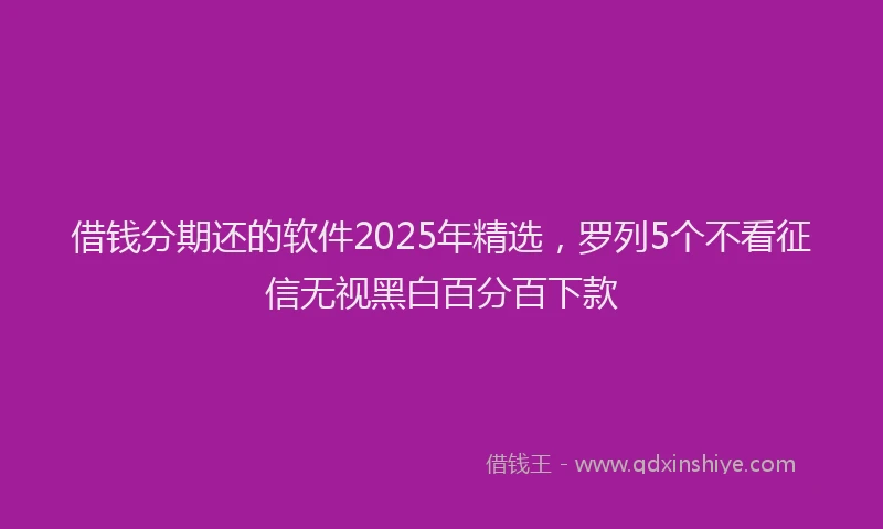 借钱分期还的软件2025年精选，罗列5个不看征信无视黑白百分百下款
