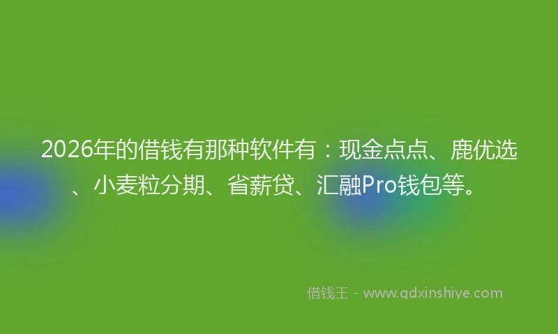 2026年的借钱有那种软件有：现金点点、鹿优选、小麦粒分期、省薪贷、汇融Pro钱包等。
