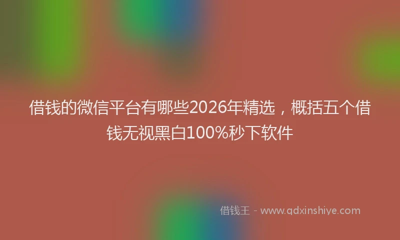 借钱的微信平台有哪些2026年精选，概括五个借钱无视黑白100%秒下软件