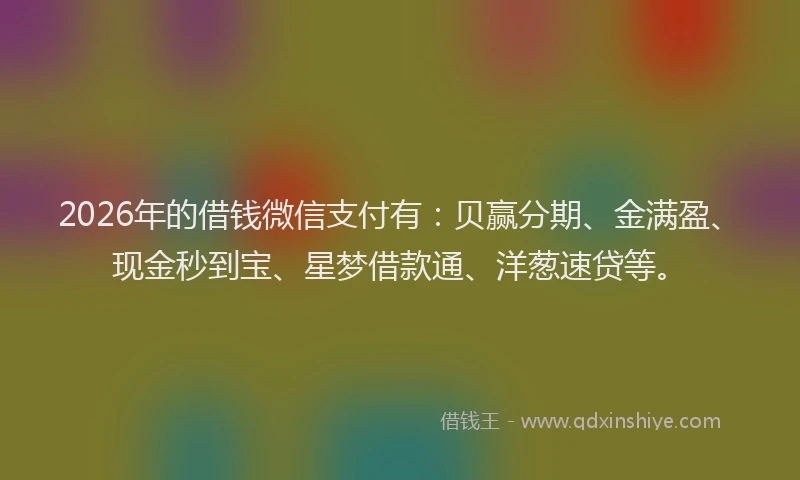 2026年的借钱微信支付有：贝赢分期、金满盈、现金秒到宝、星梦借款通、洋葱速贷等。