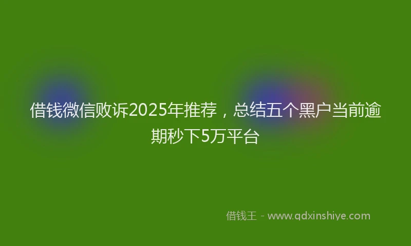 借钱微信败诉2025年推荐，总结五个黑户当前逾期秒下5万平台