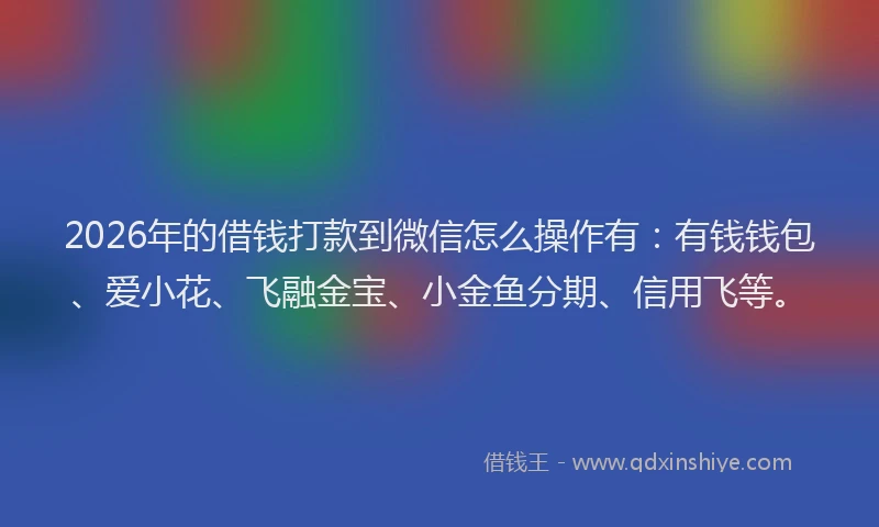 2026年的借钱打款到微信怎么操作有：有钱钱包、爱小花、飞融金宝、小金鱼分期、信用飞等。