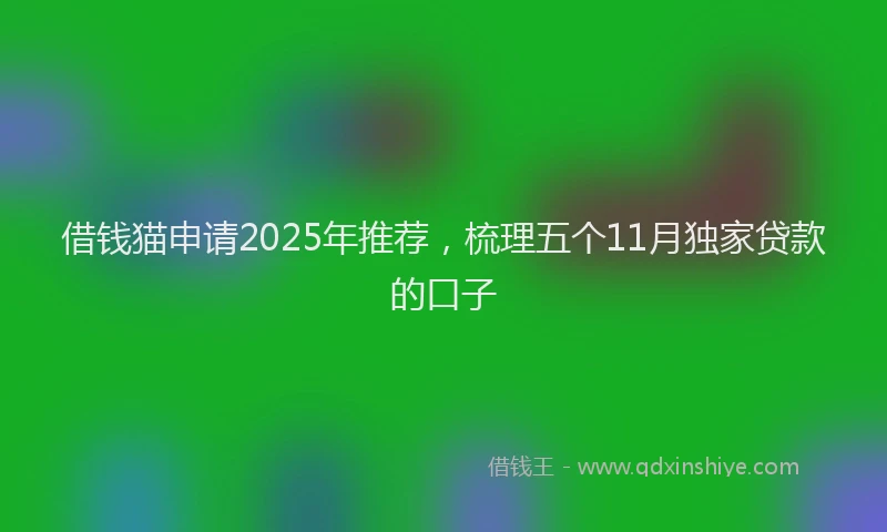 借钱猫申请2025年推荐，梳理五个11月独家贷款的口子