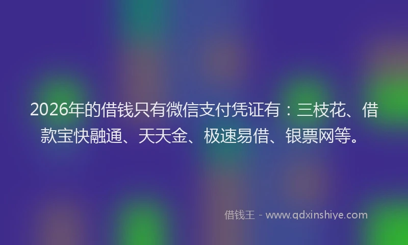 2026年的借钱只有微信支付凭证有:三枝花、借款宝快融通、天天金、极速易借、银票网等。