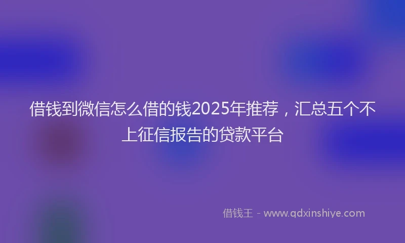 借钱到微信怎么借的钱2025年推荐,汇总五个不上征信报告的贷款平台