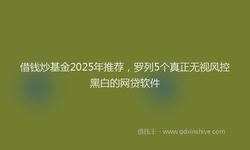 借钱炒基金2025年推荐，罗列5个真正无视风控黑白的网贷软件