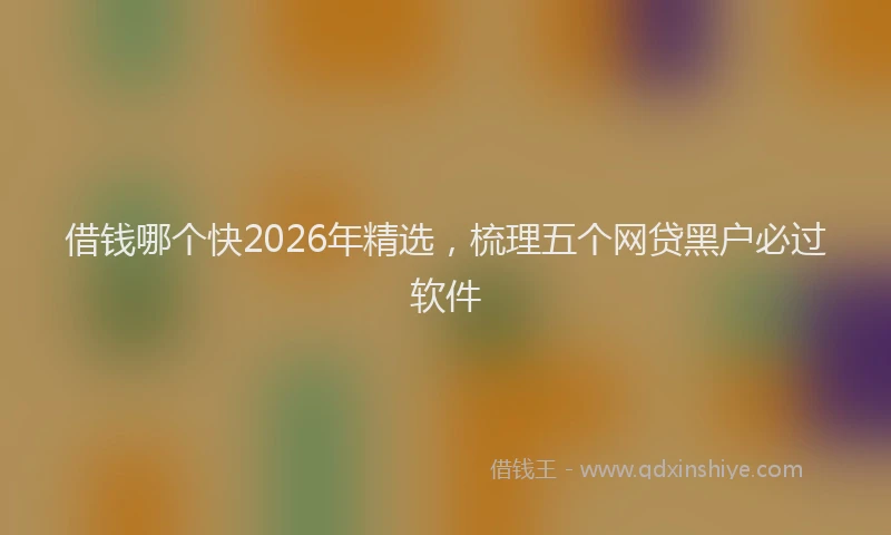 借钱哪个快2026年精选，梳理五个网贷黑户必过软件