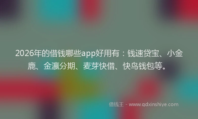 2026年的借钱哪些app好用有：钱速贷宝、小金鹿、金瀛分期、麦芽快借、快鸟钱包等。
