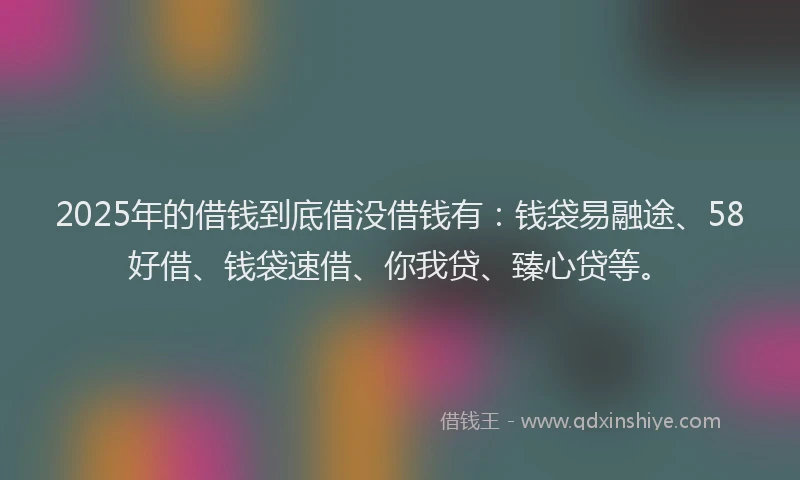 2025年的借钱到底借没借钱有:钱袋易融途、58好借、钱袋速借、你我贷、臻心贷等。