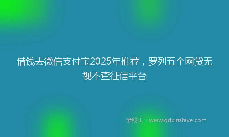 借钱去微信支付宝2025年推荐,罗列五个网贷无视不查征信平台