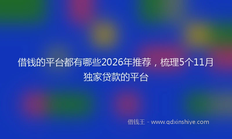 借钱的平台都有哪些2026年推荐，梳理5个11月独家贷款的平台