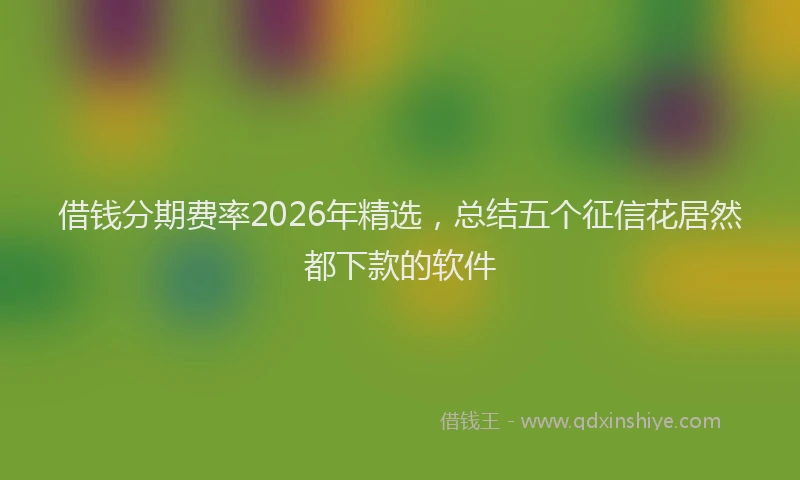 借钱分期费率2026年精选，总结五个征信花居然都下款的软件