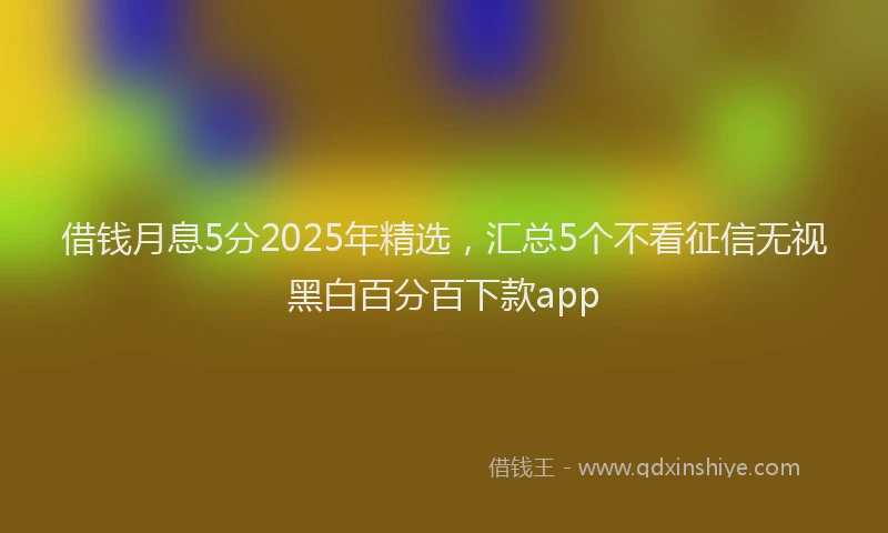 借钱月息5分2025年精选，汇总5个不看征信无视黑白百分百下款app
