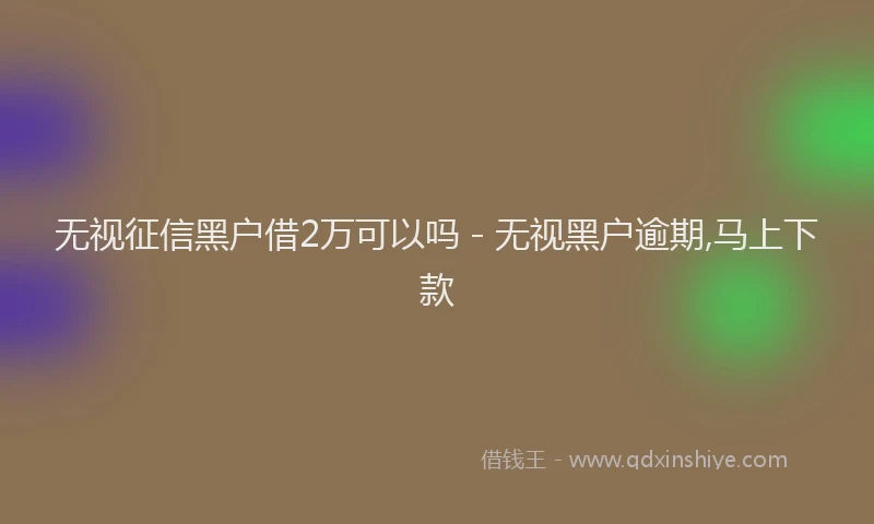 无视征信黑户借2万可以吗 - 无视黑户逾期,马上下款