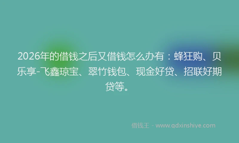 2026年的借钱之后又借钱怎么办有：蜂狂购、贝乐享-飞鑫琼宝、翠竹钱包、现金好贷、招联好期贷等。