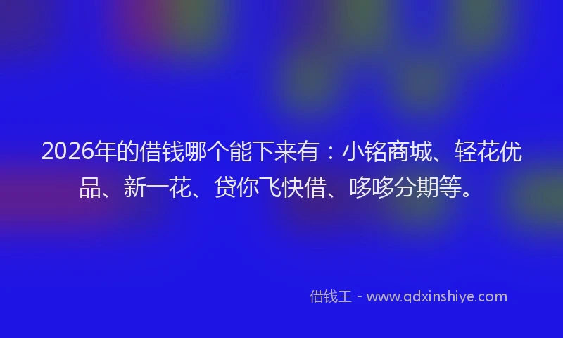 2026年的借钱哪个能下来有：小铭商城、轻花优品、新一花、贷你飞快借、哆哆分期等。