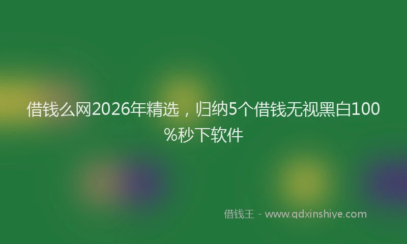 借钱么网2026年精选，归纳5个借钱无视黑白100%秒下软件