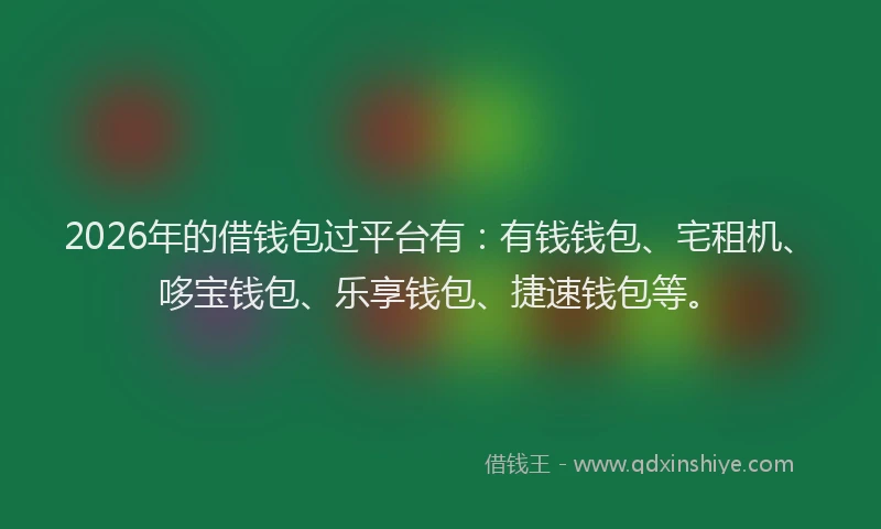 2026年的借钱包过平台有：有钱钱包、宅租机、哆宝钱包、乐享钱包、捷速钱包等。