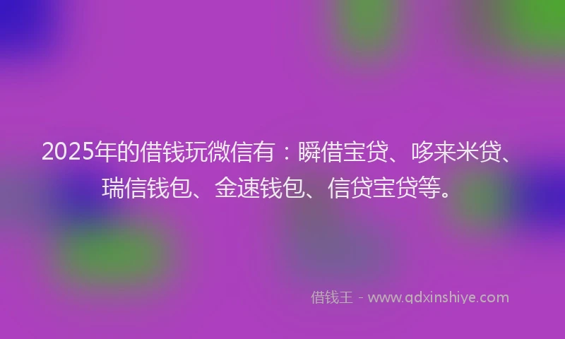 2025年的借钱玩微信有：瞬借宝贷、哆来米贷、瑞信钱包、金速钱包、信贷宝贷等。