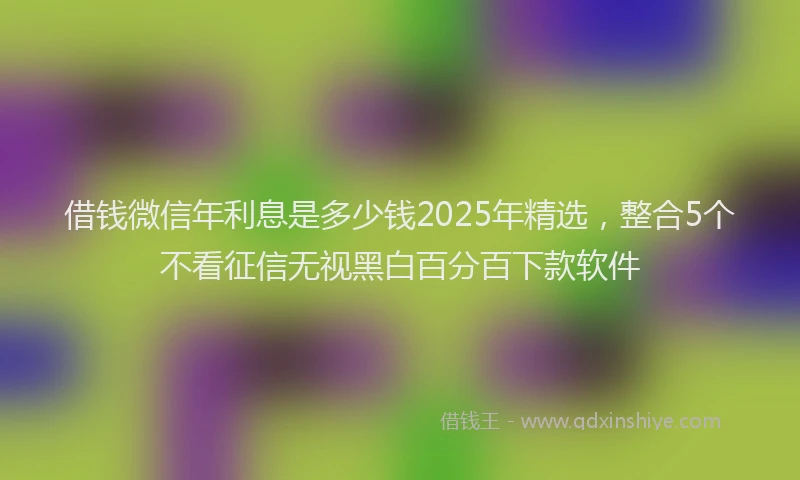 借钱微信年利息是多少钱2025年精选，整合5个不看征信无视黑白百分百下款软件