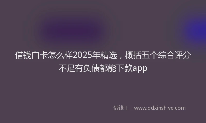 借钱白卡怎么样2025年精选，概括五个综合评分不足有负债都能下款app