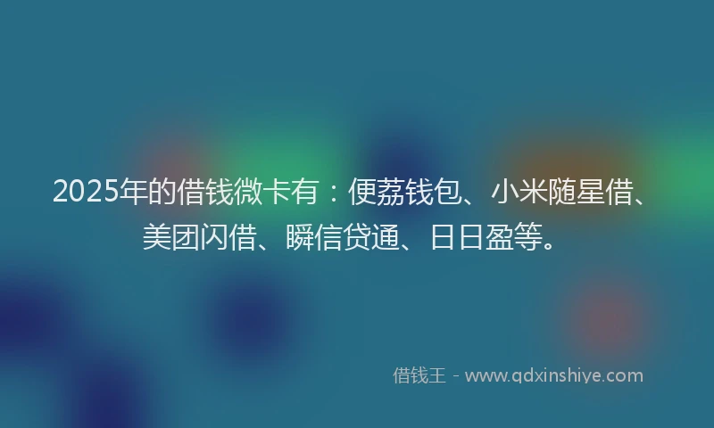 2025年的借钱微卡有：便荔钱包、小米随星借、美团闪借、瞬信贷通、日日盈等。