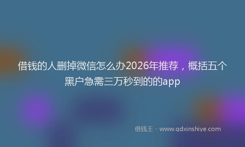 借钱的人删掉微信怎么办2026年推荐，概括五个黑户急需三万秒到的的app