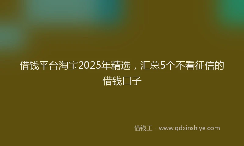 借钱平台淘宝2025年精选，汇总5个不看征信的借钱口子
