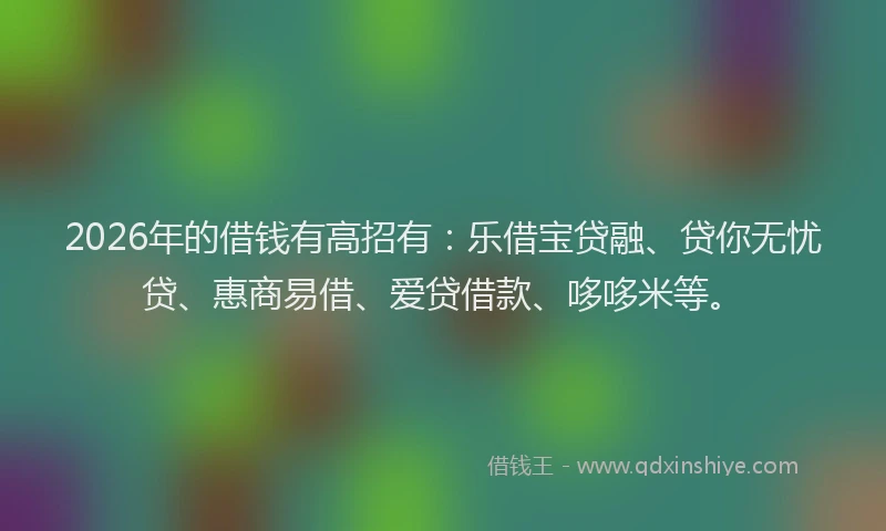 2026年的借钱有高招有：乐借宝贷融、贷你无忧贷、惠商易借、爱贷借款、哆哆米等。