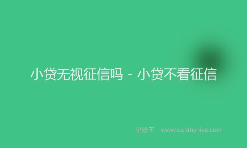 小贷无视征信吗 - 小贷不看征信