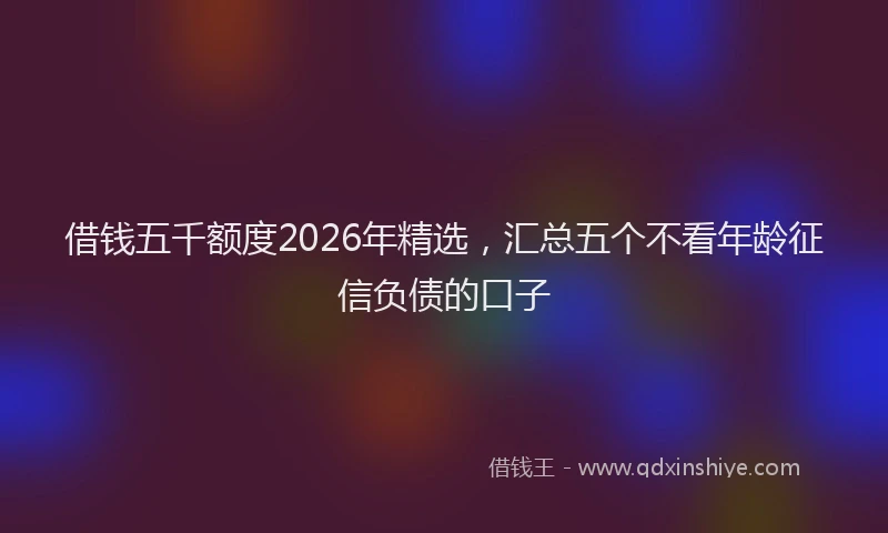 借钱五千额度2026年精选,汇总五个不看年龄征信负债的口子